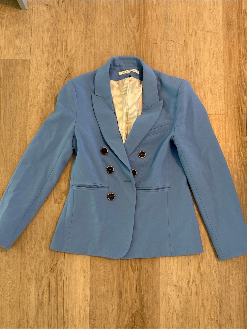 Veronica Beard Light Blue Double-Breasted Blazer